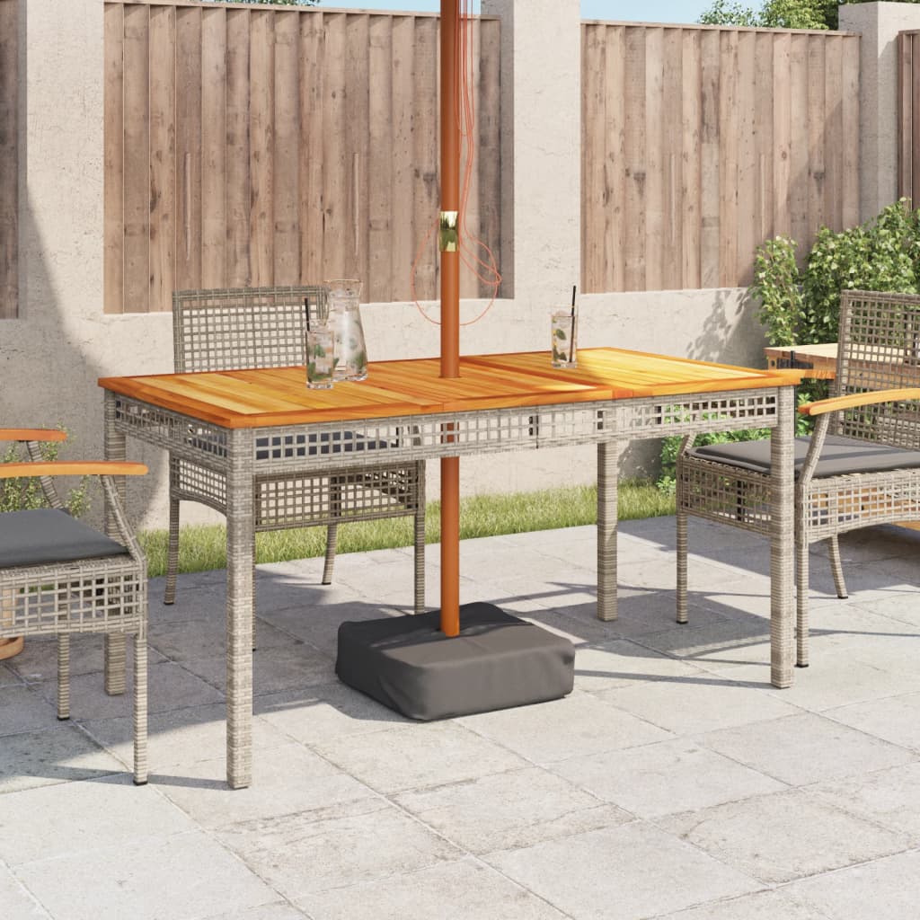vidaXL Garden Table Grey 140x80x75 cm Poly Rattan Acacia Wood
