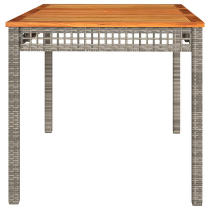 vidaXL Garden Table Grey 140x80x75 cm Poly Rattan Acacia Wood
