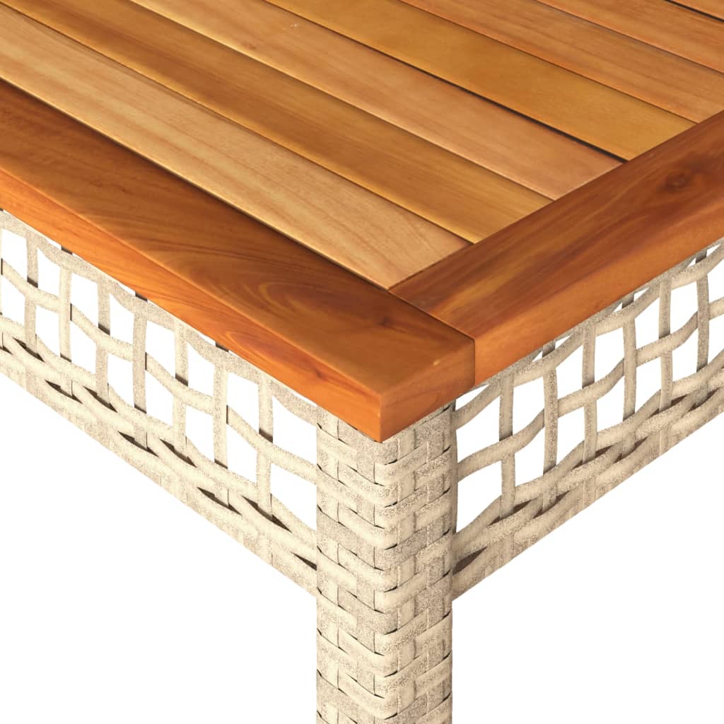 vidaXL Garden Table Beige 140x80x75 cm Poly Rattan Acacia Wood