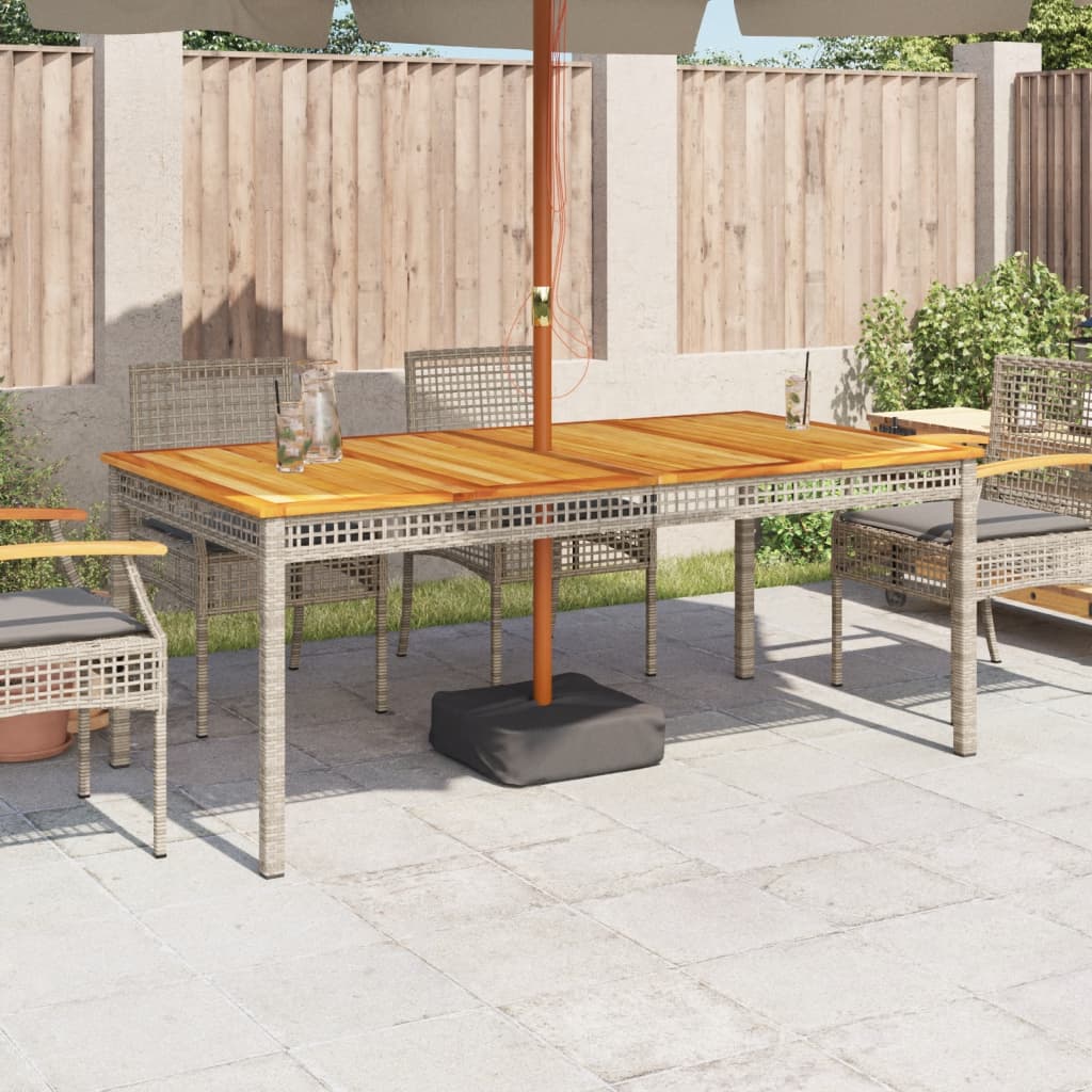 vidaXL Garden Table Grey 180x90x75 cm Poly Rattan Acacia Wood