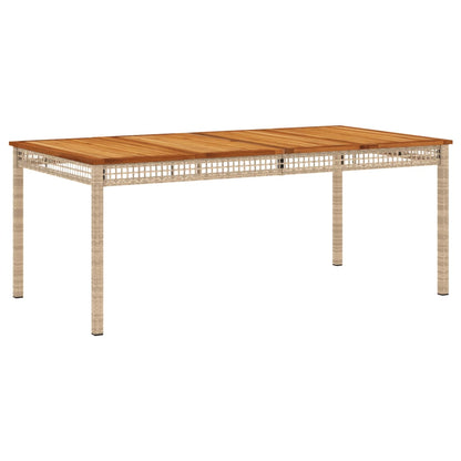 vidaXL Garden Table Beige 180x90x75 cm Poly Rattan Acacia Wood