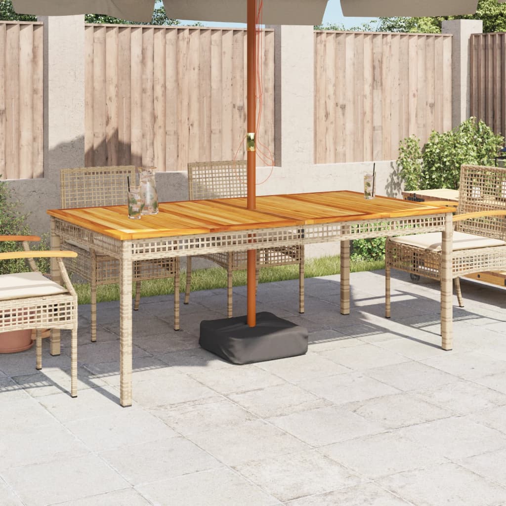vidaXL Garden Table Beige 180x90x75 cm Poly Rattan Acacia Wood