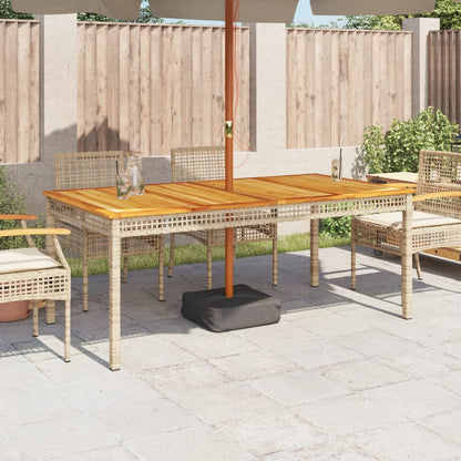 vidaXL Garden Table Beige 180x90x75 cm Poly Rattan Acacia Wood