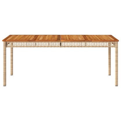 vidaXL Garden Table Beige 180x90x75 cm Poly Rattan Acacia Wood