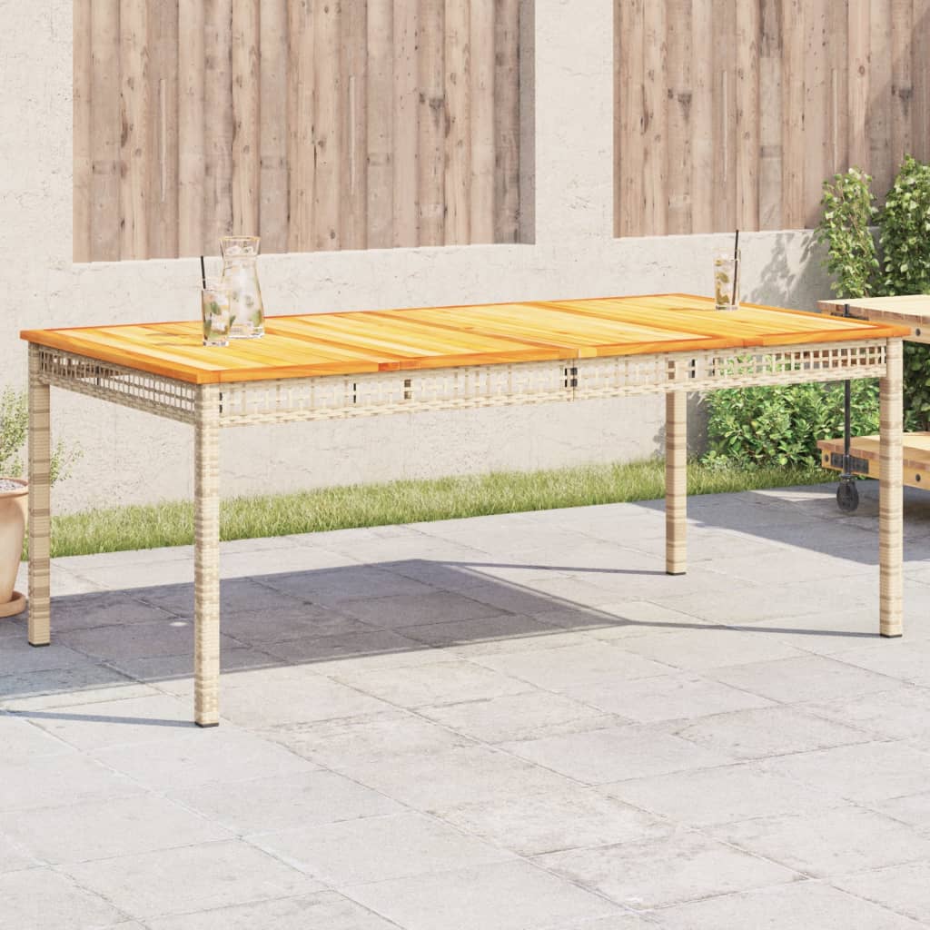 vidaXL Garden Table Beige 180x90x75 cm Poly Rattan Acacia Wood