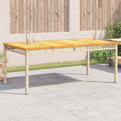 vidaXL Garden Table Beige 180x90x75 cm Poly Rattan Acacia Wood