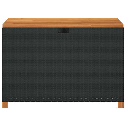 vidaXL Garden Storage Box Black 110x55x63 cm Poly Rattan Acacia Wood