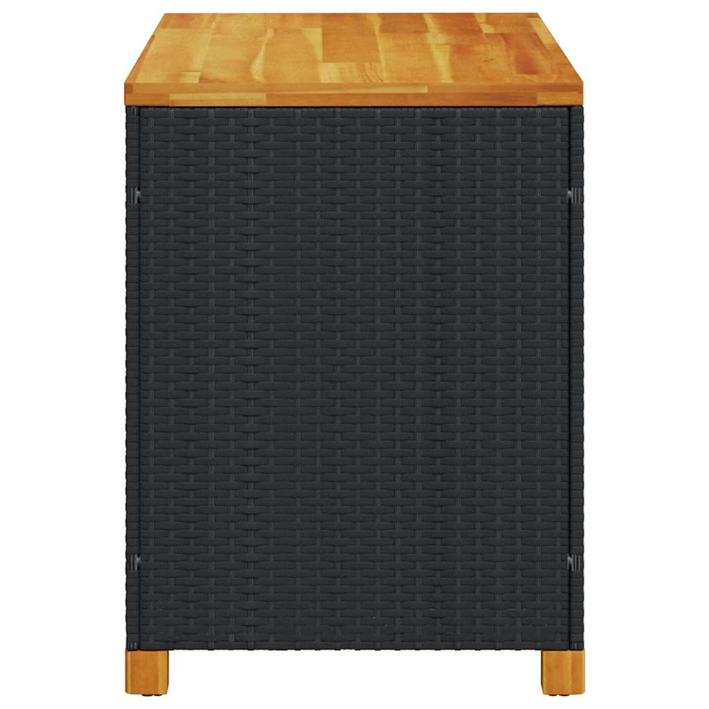 vidaXL Garden Storage Box Black 110x55x63 cm Poly Rattan Acacia Wood
