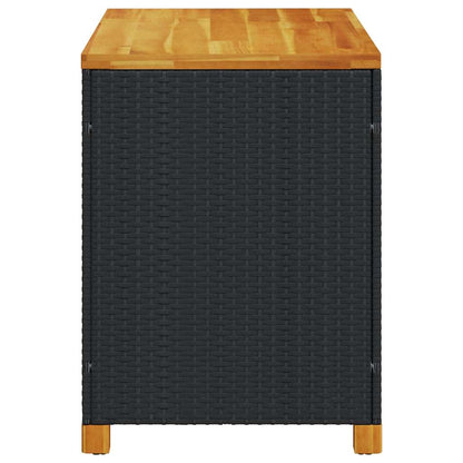 vidaXL Garden Storage Box Black 110x55x63 cm Poly Rattan Acacia Wood