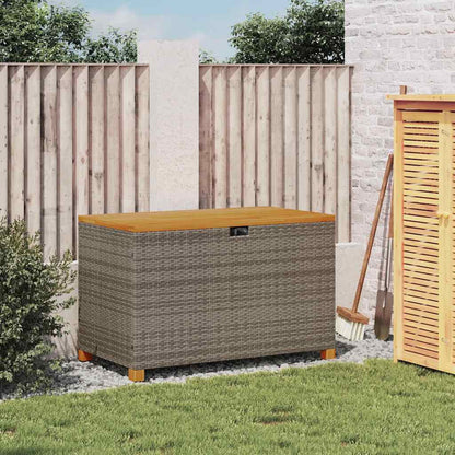 vidaXL Garden Storage Box Grey 110x55x63 cm Poly Rattan Acacia Wood