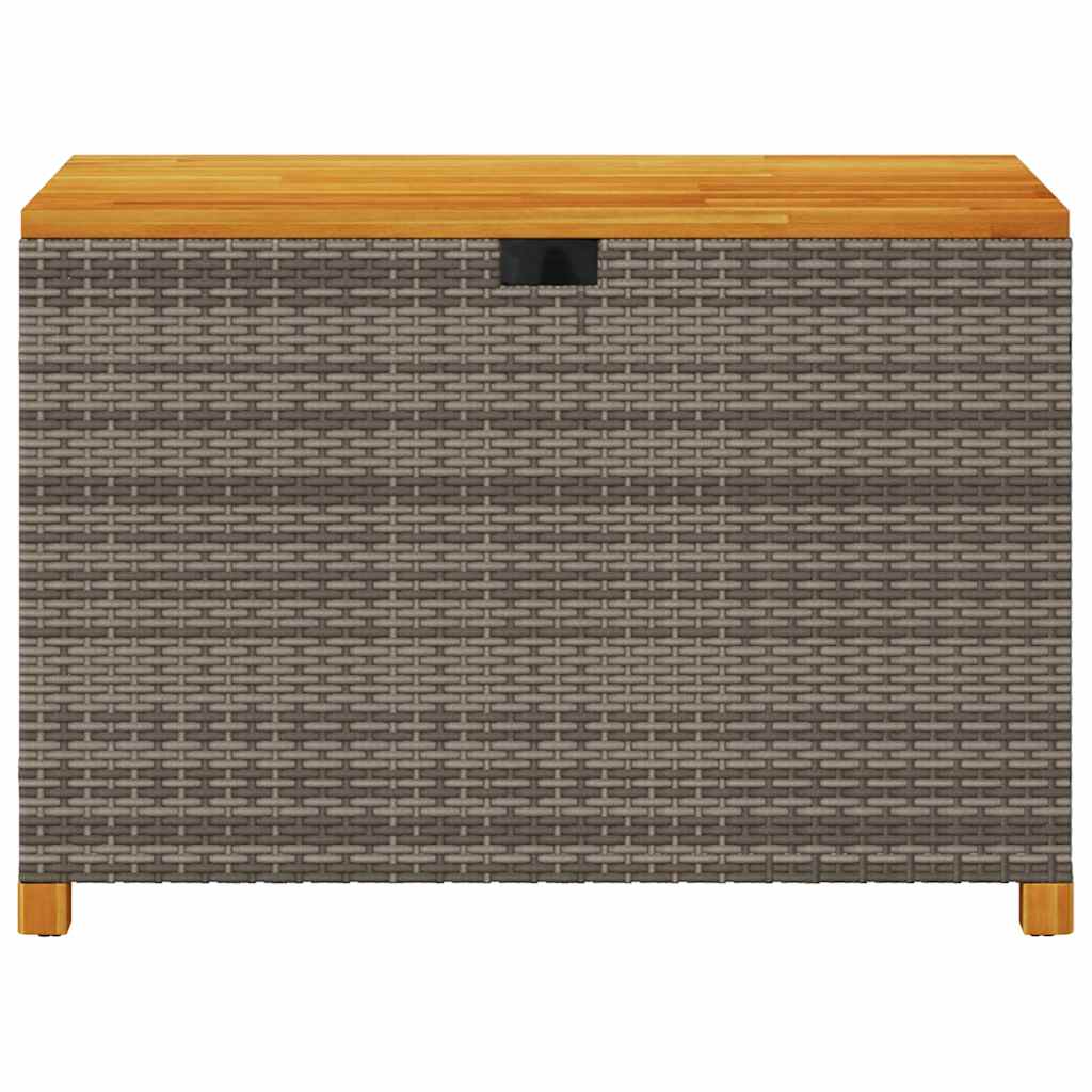 vidaXL Garden Storage Box Grey 110x55x63 cm Poly Rattan Acacia Wood