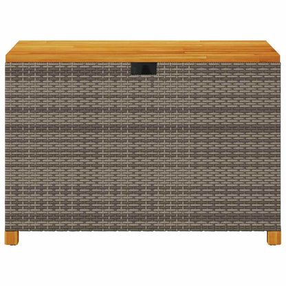 vidaXL Garden Storage Box Grey 110x55x63 cm Poly Rattan Acacia Wood
