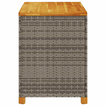 vidaXL Garden Storage Box Grey 110x55x63 cm Poly Rattan Acacia Wood