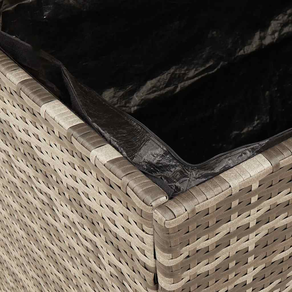 vidaXL Garden Storage Box Grey 110x55x63 cm Poly Rattan Acacia Wood