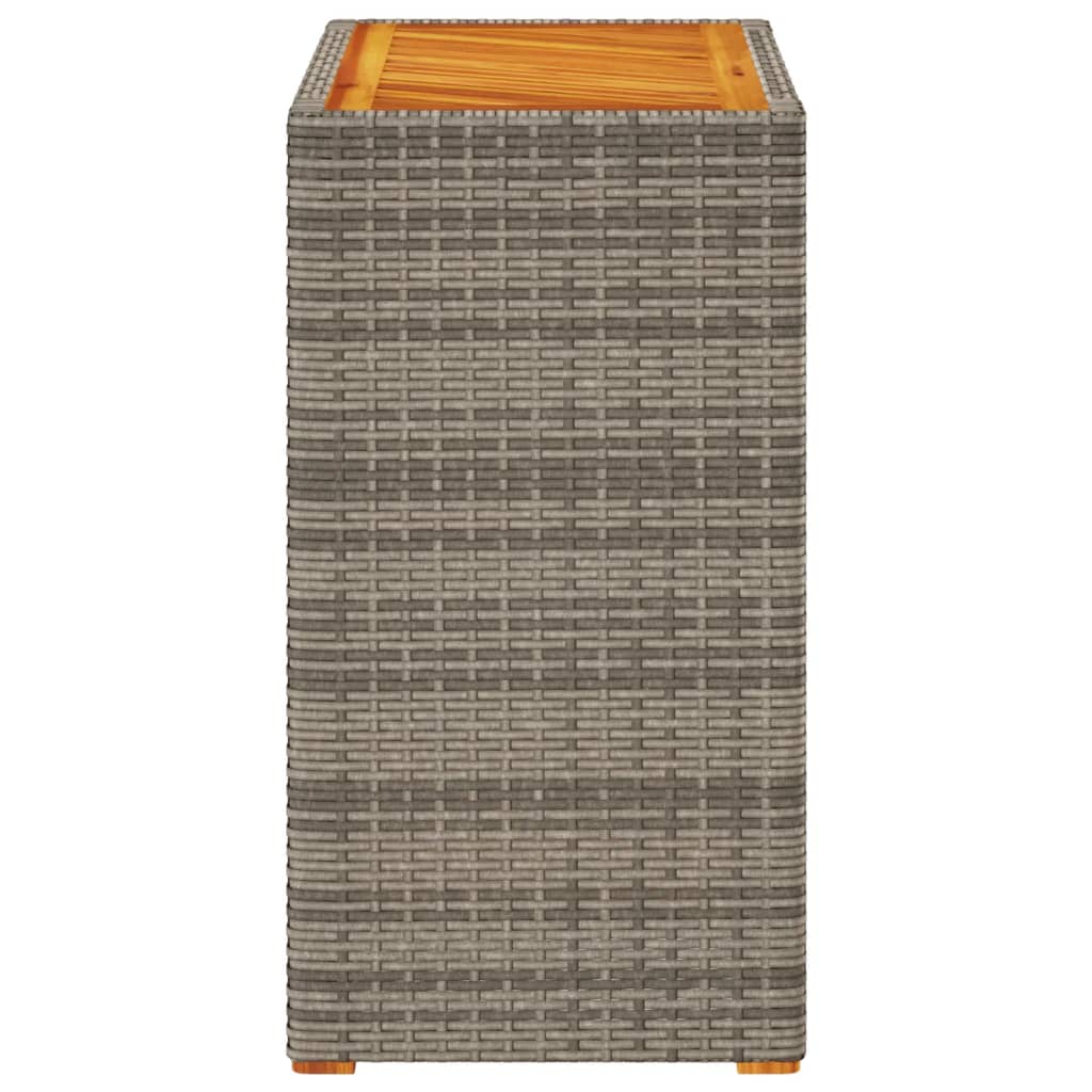 vidaXL Garden Side Table with Wooden Top Grey 60x40x75 cm Poly Rattan