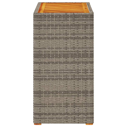 vidaXL Garden Side Table with Wooden Top Grey 60x40x75 cm Poly Rattan