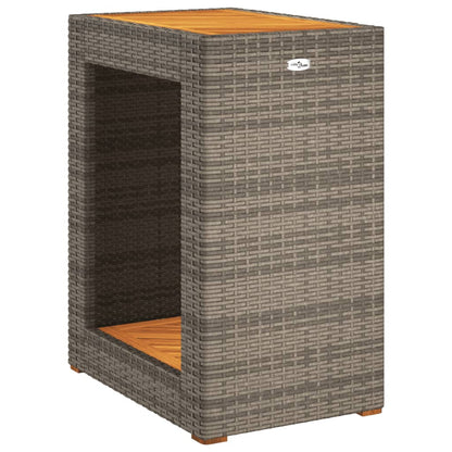 vidaXL Garden Side Table with Wooden Top Grey 60x40x75 cm Poly Rattan