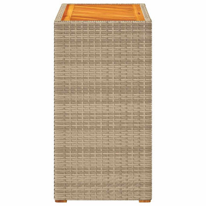 vidaXL Garden Side Table with Wooden Top Beige 60x40x75 cm Poly Rattan