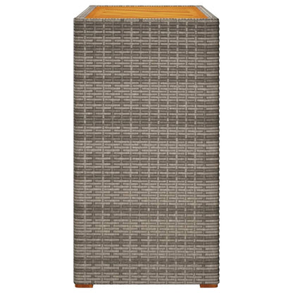 vidaXL Garden Side Table with Wooden Top Grey 100x40x75 cm Poly Rattan