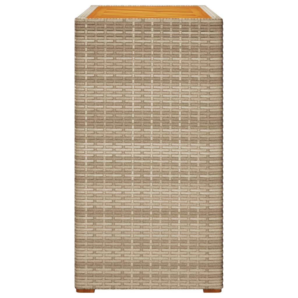 vidaXL Garden Side Table with Wooden Top Beige 100x40x75cm Poly Rattan