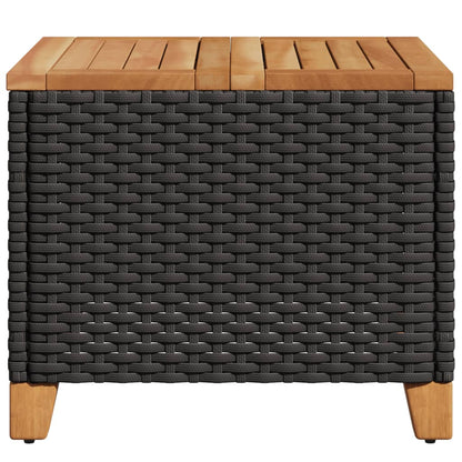 vidaXL Garden Table Black 45x45x37 cm Poly Rattan Acacia Wood