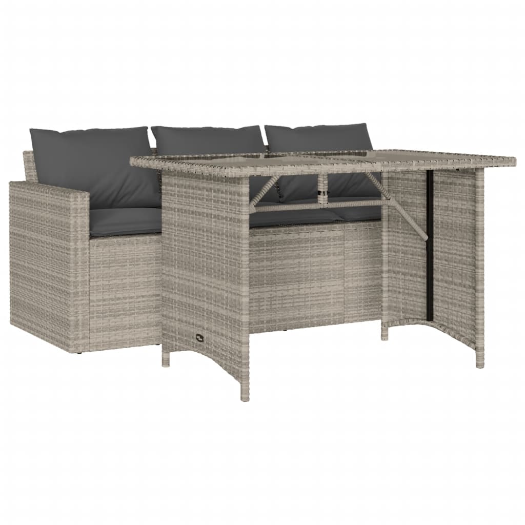 vidaXL 2 Piece Garden Dining Set with Cushions Light Grey Poly Rattan