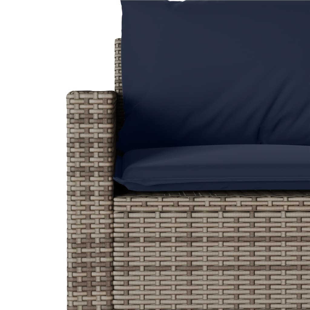 vidaXL 2 Piece Garden Dining Set with Cushions Grey Poly Rattan