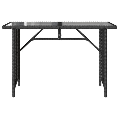 vidaXL Garden Table | Black | Poly Rattan, Tempered Glass, Powder-Coated Steel