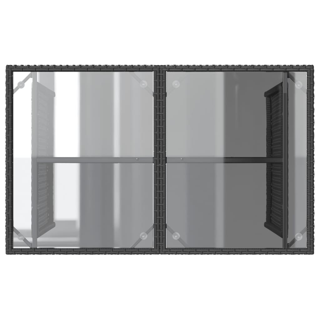 vidaXL Garden Table | Black | Poly Rattan, Tempered Glass, Powder-Coated Steel