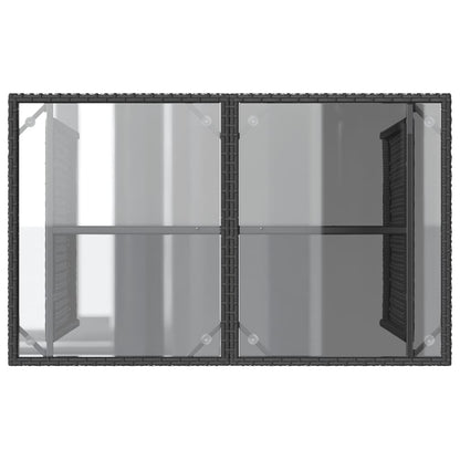 vidaXL Garden Table | Black | Poly Rattan, Tempered Glass, Powder-Coated Steel