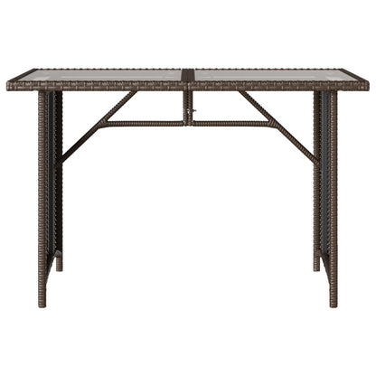 vidaXL Garden Table with Glass Top Brown 110x68x70 cm Poly Rattan