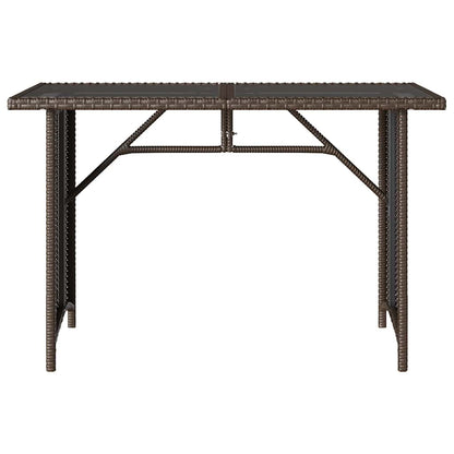 vidaXL Garden Table with Glass Top Brown 110x68x70 cm Poly Rattan