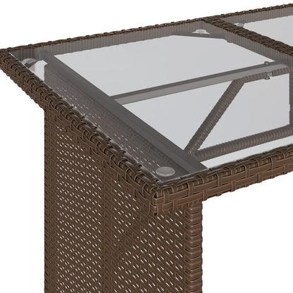 vidaXL Garden Table with Glass Top Brown 110x68x70 cm Poly Rattan