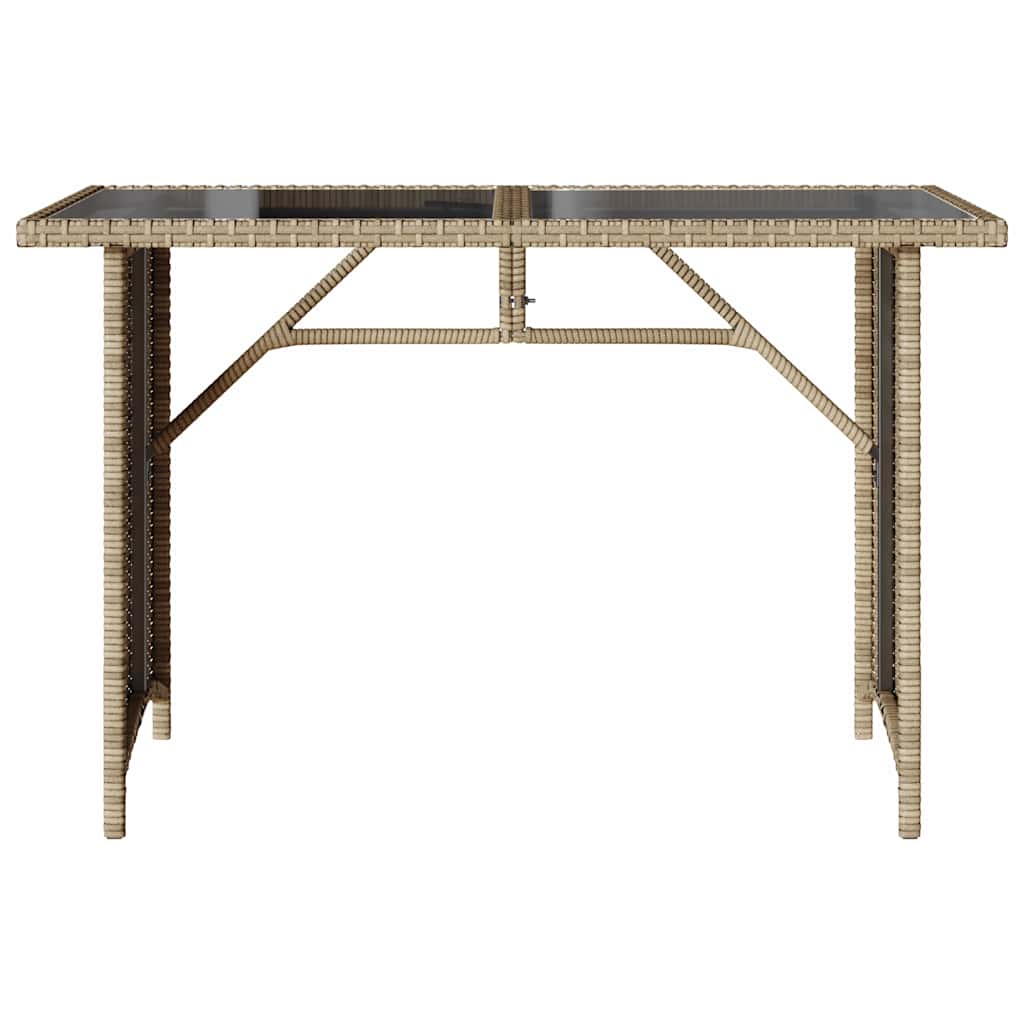 vidaXL Garden Table with Glass Top Beige 110x68x70 cm Poly Rattan