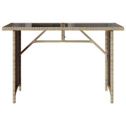 vidaXL Garden Table with Glass Top Beige 110x68x70 cm Poly Rattan