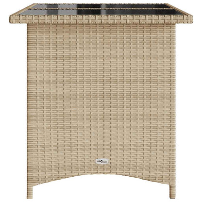 vidaXL Garden Table with Glass Top Beige 110x68x70 cm Poly Rattan