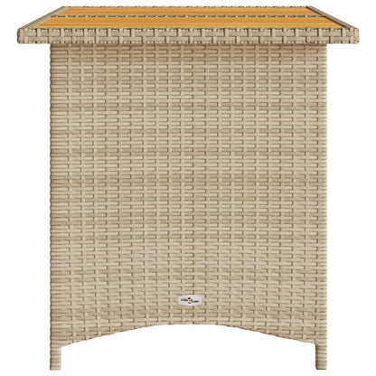 vidaXL Garden Table with Wooden Top Beige 110x68x70 cm Poly Rattan