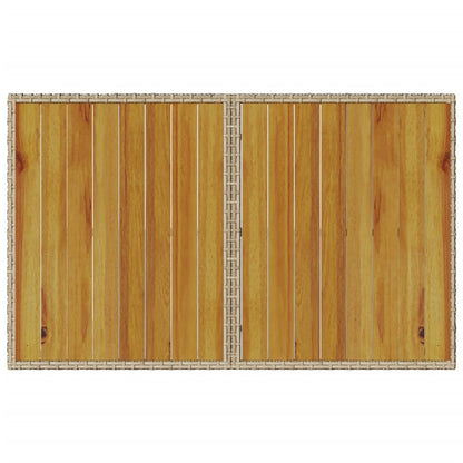 vidaXL Garden Table with Wooden Top Beige 110x68x70 cm Poly Rattan