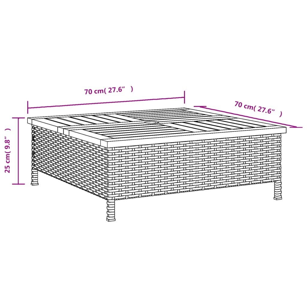 vidaXL Parasol Base Cover Beige 70x70x25 cm Poly Rattan and Acacia