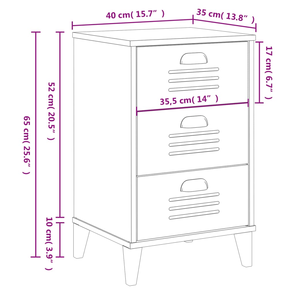 vidaXL Bedside Cabinet VIKEN White Engineered Wood