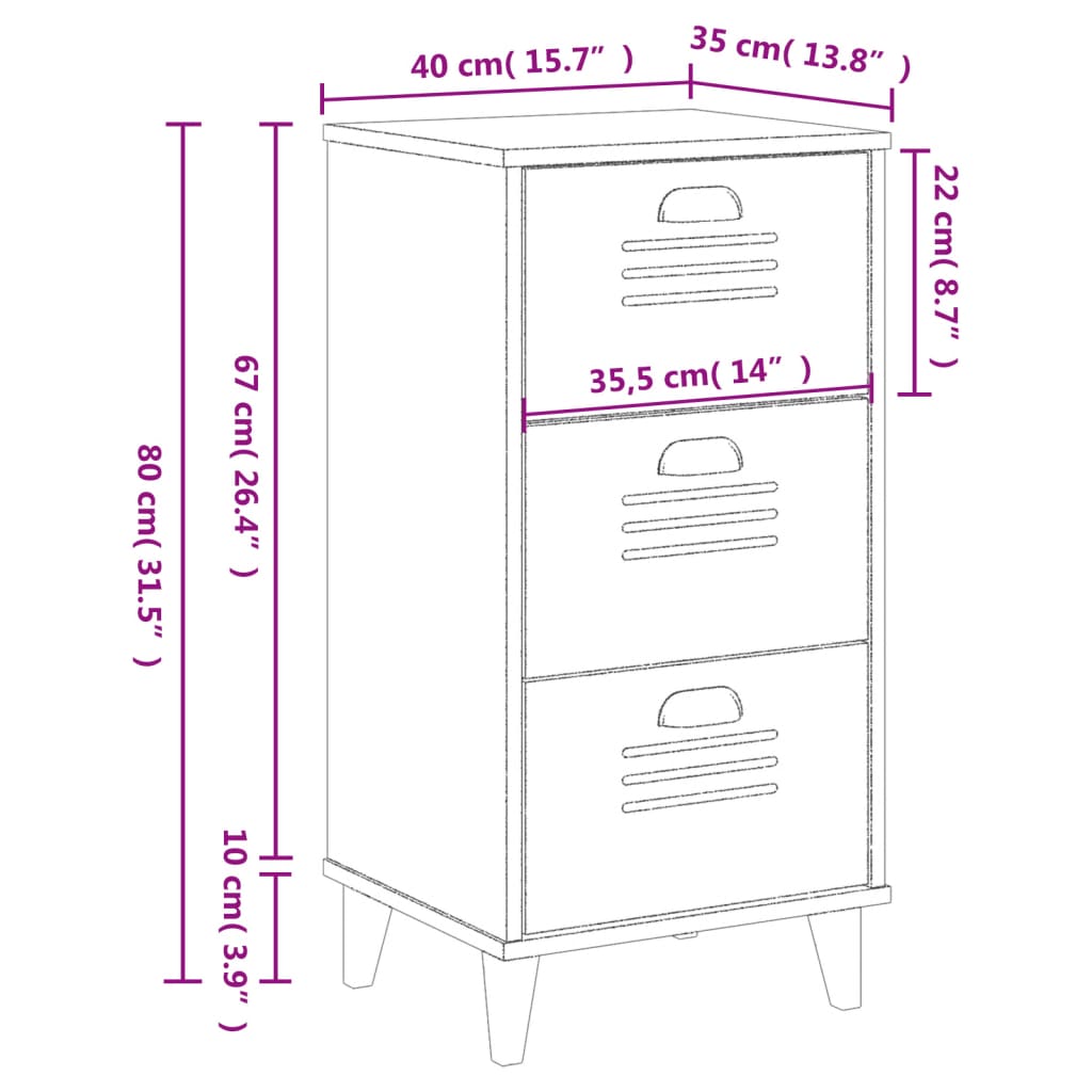 vidaXL Bedside Cabinet VIKEN White Engineered Wood