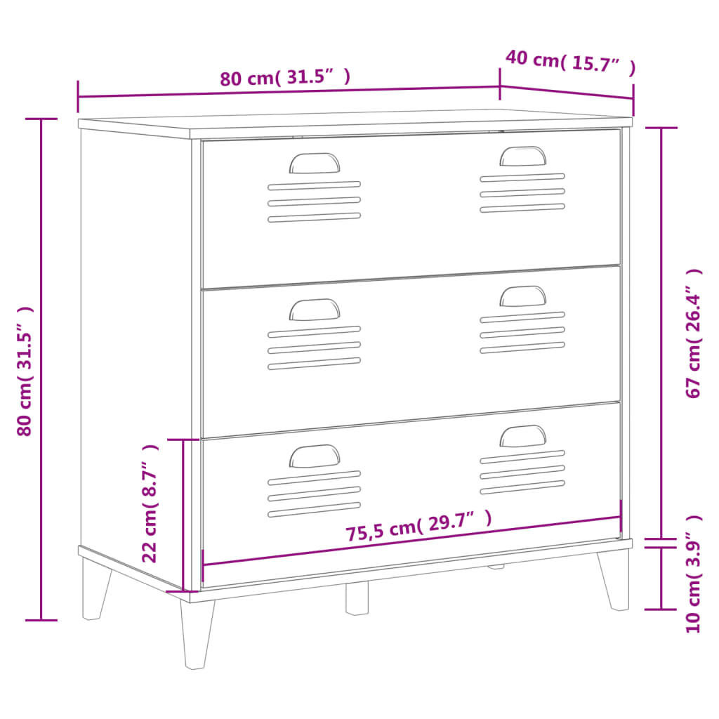 vidaXL Drawer Cabinet VIKEN White Engineered Wood