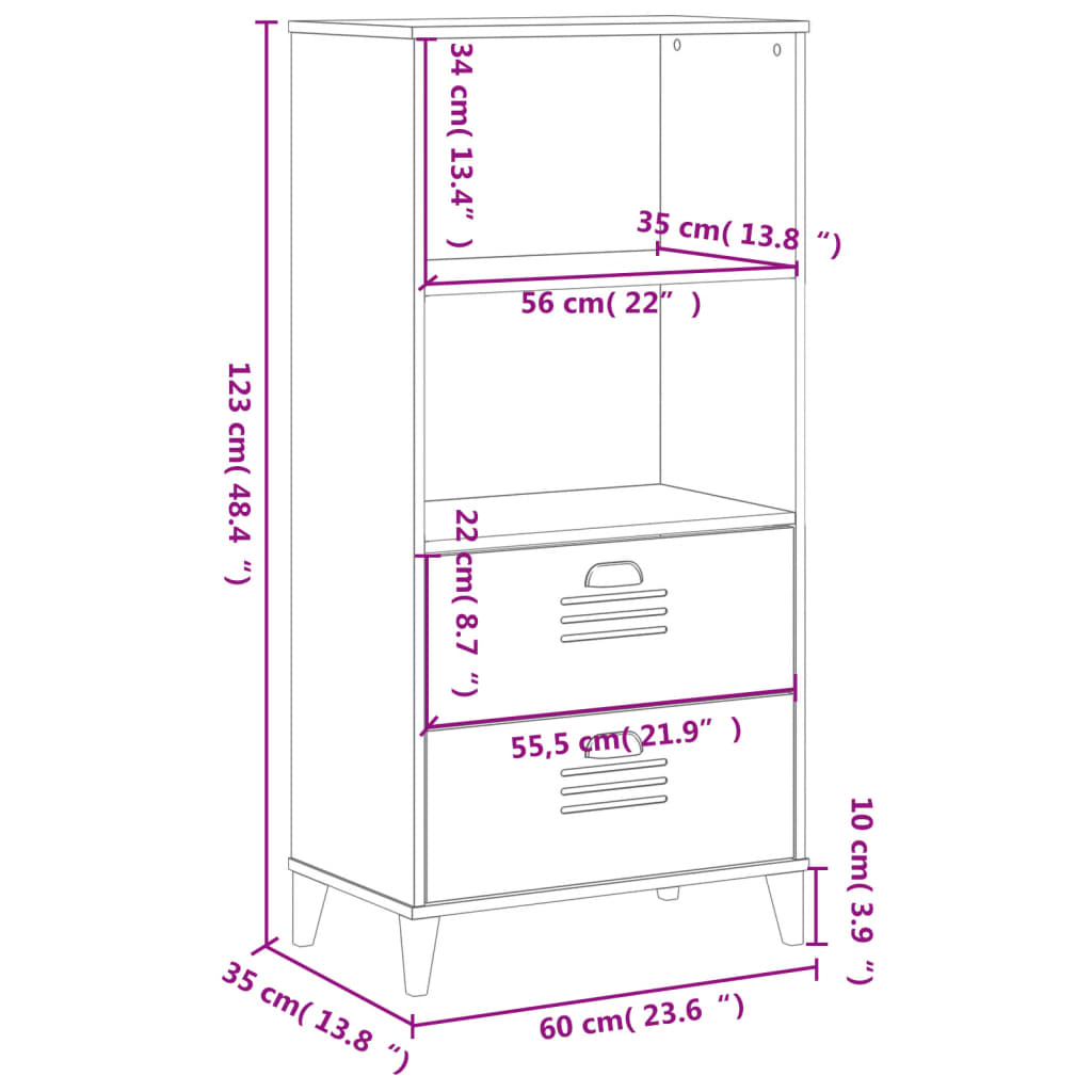 vidaXL Bookcase "VIKEN" Anthracite Grey 60x35x123 cm Engineered Wood