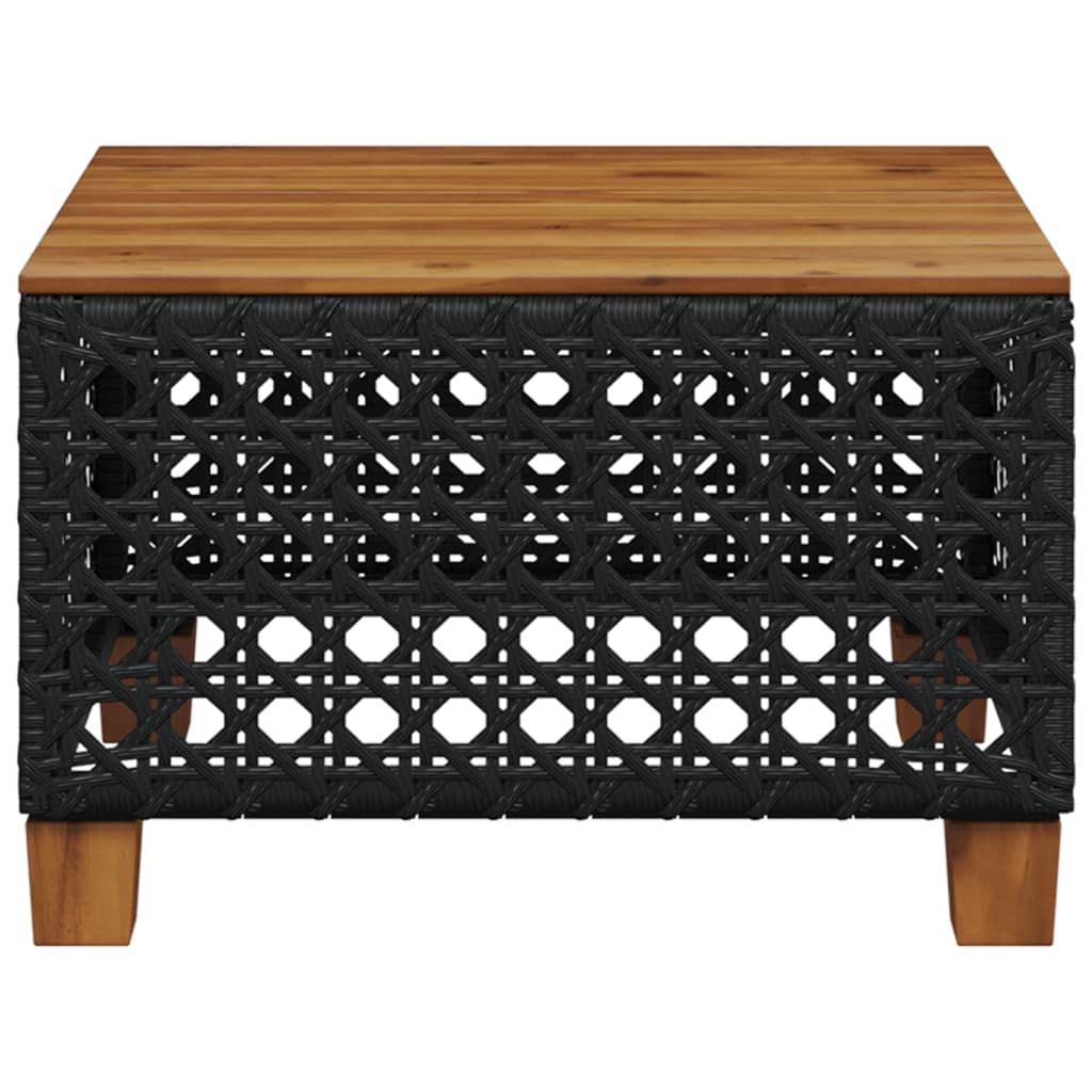 vidaXL Garden Table Black 55x55x36 cm Poly Rattan Acacia Wood