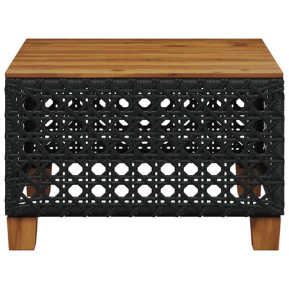 vidaXL Garden Table Black 55x55x36 cm Poly Rattan Acacia Wood