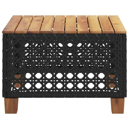vidaXL Garden Table Black 55x55x36 cm Poly Rattan Acacia Wood