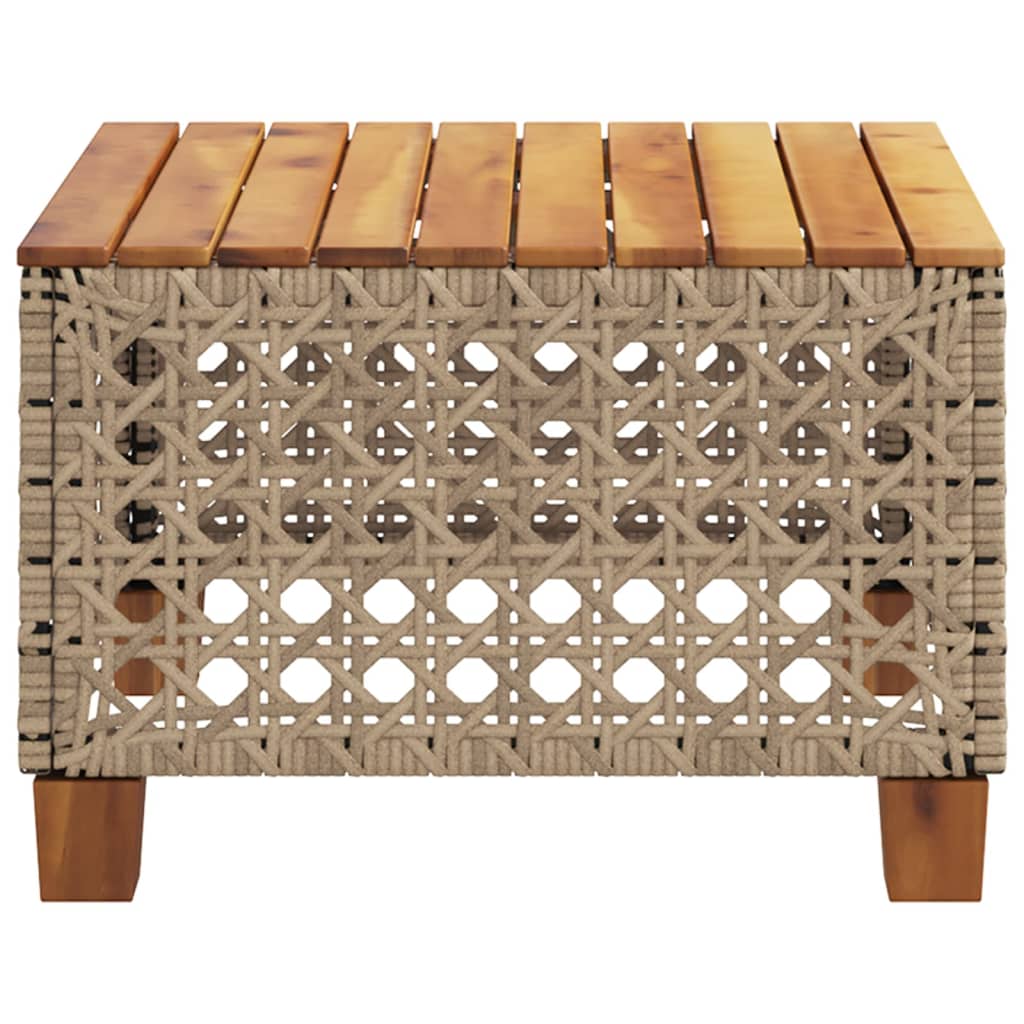 vidaXL Garden Table Beige 55x55x36 cm Poly Rattan Acacia Wood