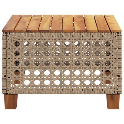 vidaXL Garden Table Beige 55x55x36 cm Poly Rattan Acacia Wood