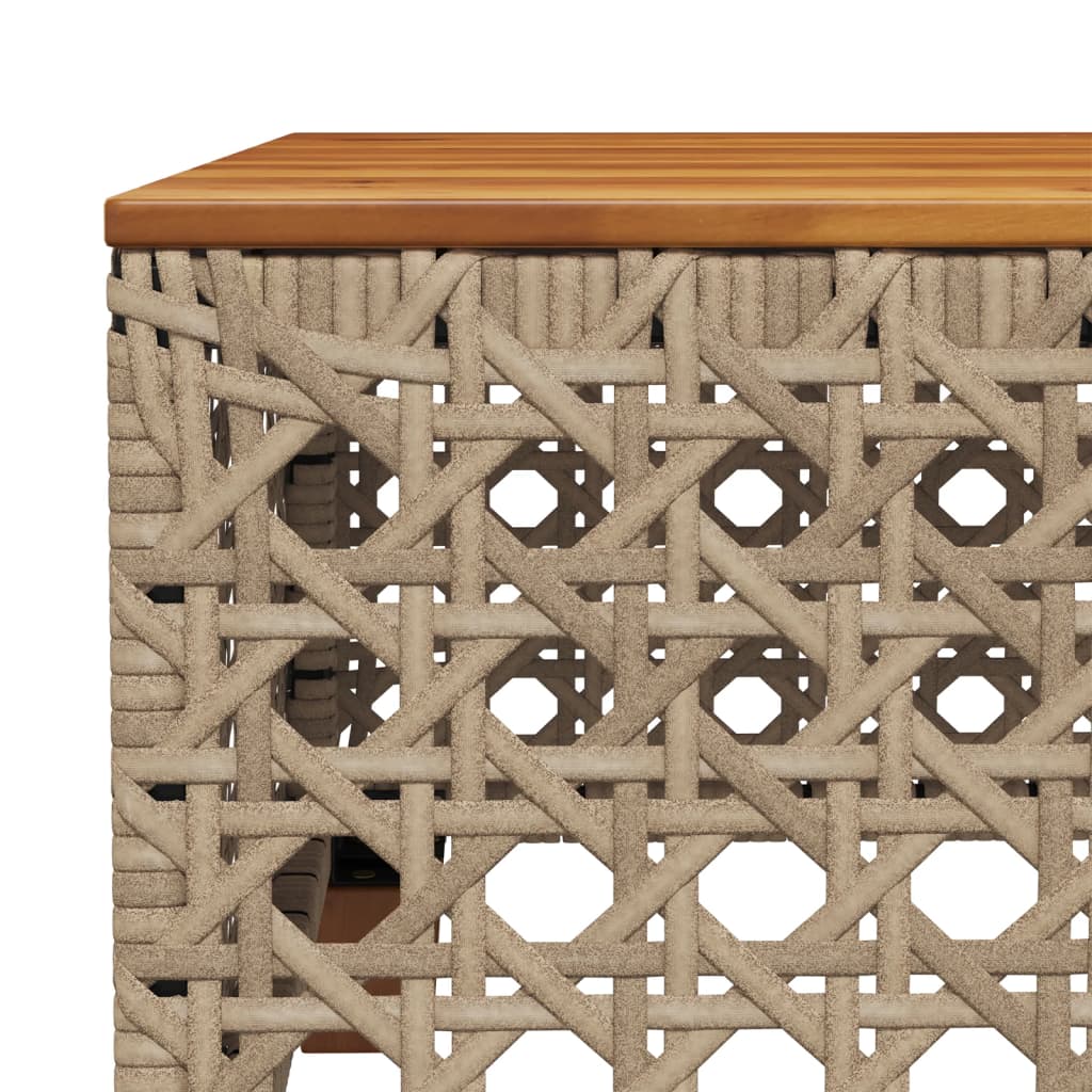 vidaXL Garden Table Beige 55x55x36 cm Poly Rattan Acacia Wood