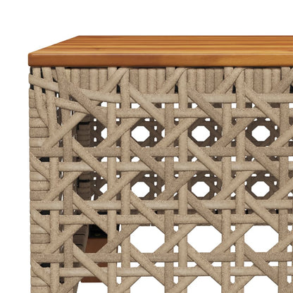 vidaXL Garden Table Beige 55x55x36 cm Poly Rattan Acacia Wood